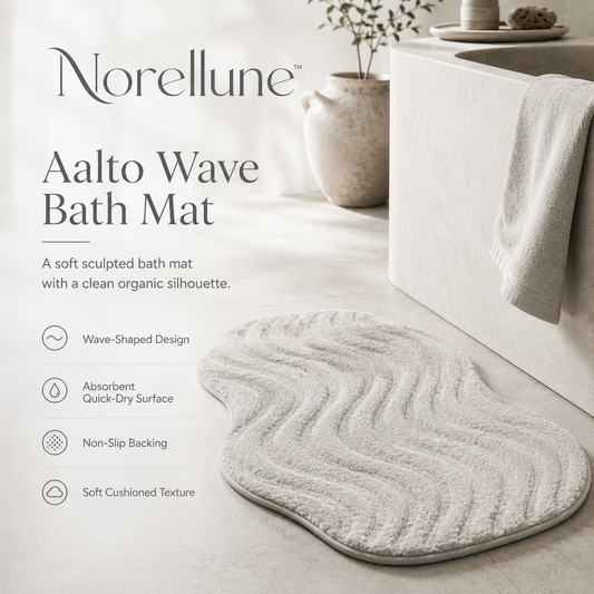 Norellune™ Aalto Wave Bath Mat – Sculpted Quick-Dry Non-Slip Nordic Bathroom Rug