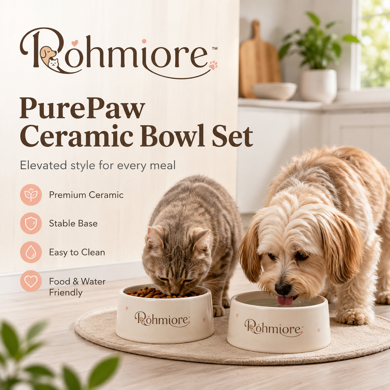 Rohmiore™ PurePaw Ceramic Pet Bowl Set