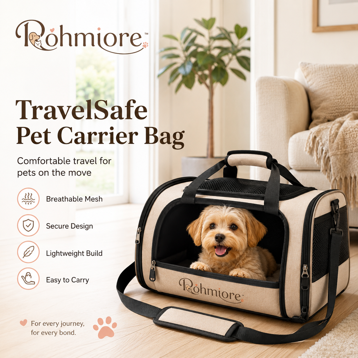 Rohmiore™ TravelSafe Pet Carrier Bag